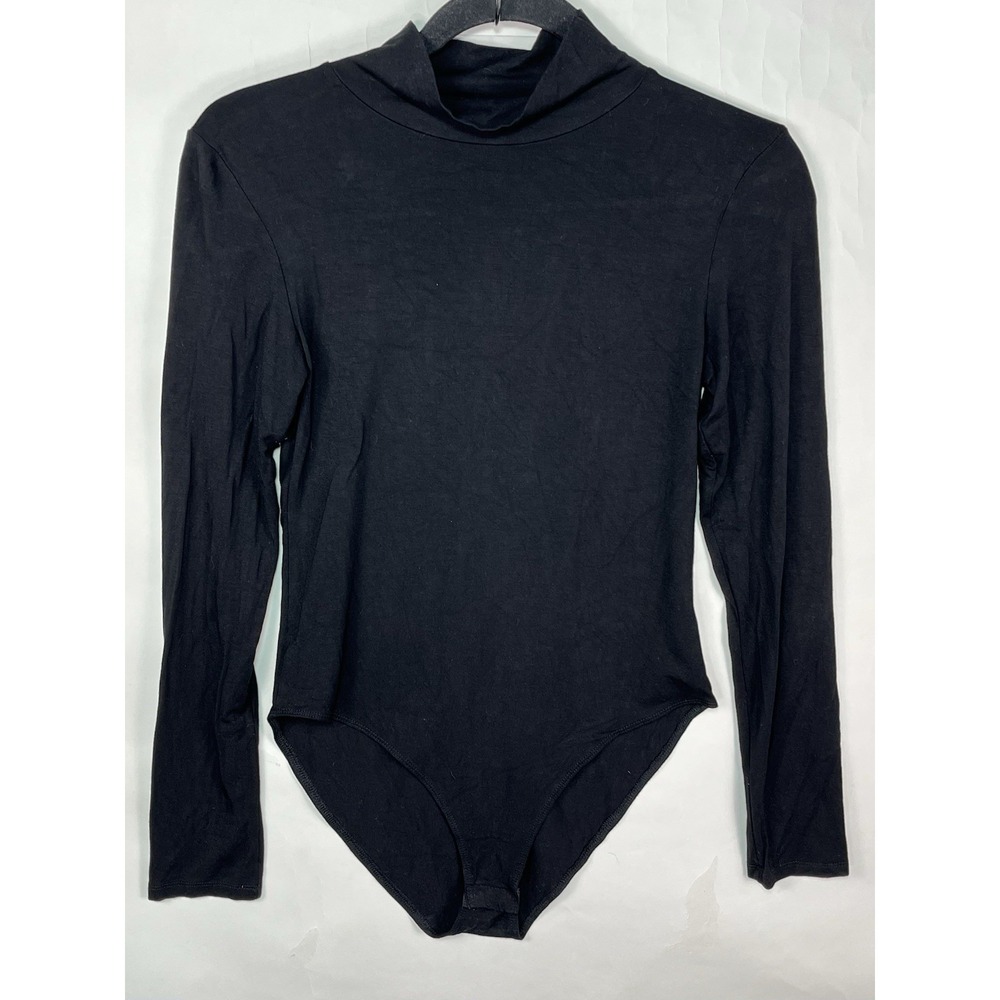 MangoPop Black‎ Long Sleeve Turtleneck Bodysuit Size Medium Black Bodysuit Layer